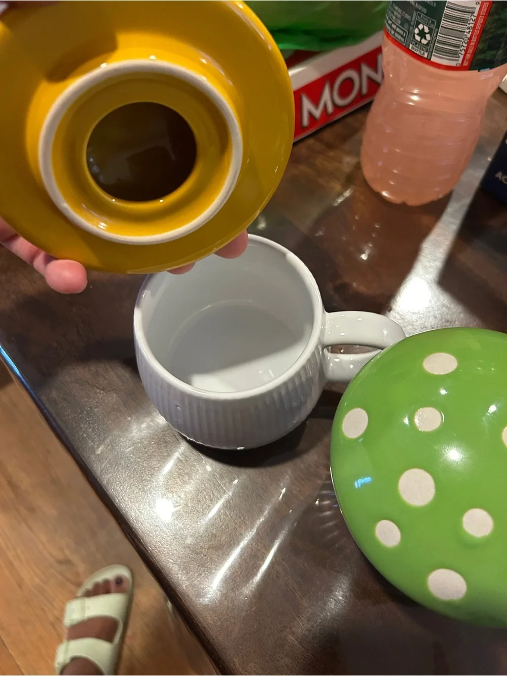 Cost Plus World Market Yellow & Green Polka Dot Ceramic Party Covers